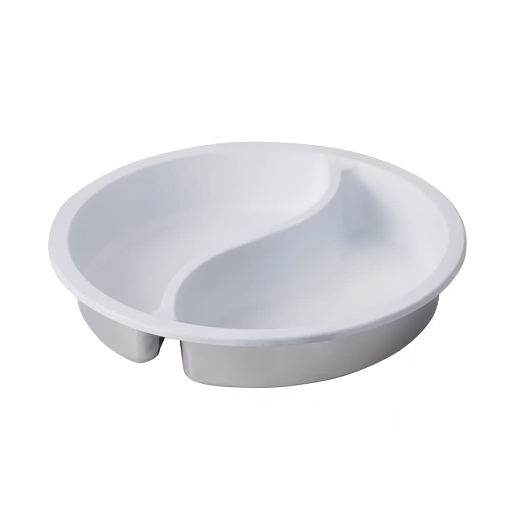 Spring USA 572-62/12 6 qt Divided Round Chafer Food Pan, White Coat Finish, Stainless