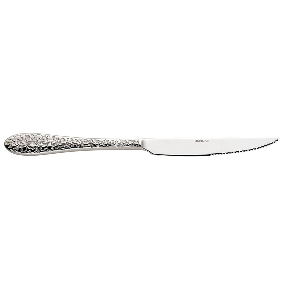 Oneida 9 1/2" Steak Knife with 18/10 Stainless Grade, Ivy Flourish Pattern (T638KSSF)