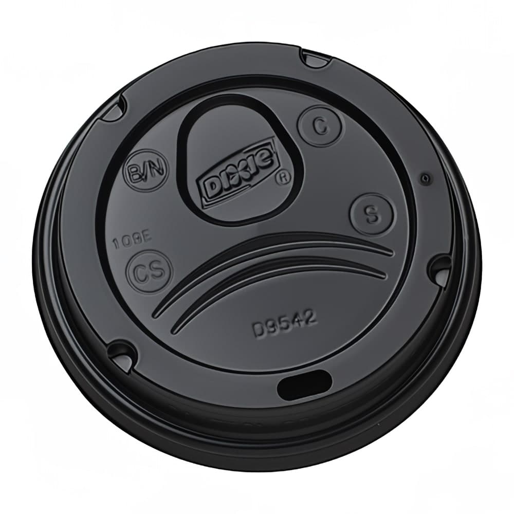 Dixie D9542B Dome Lid for 10 oz to 20 oz PerfecTouch Hot Paper Cups - Plastic, Black