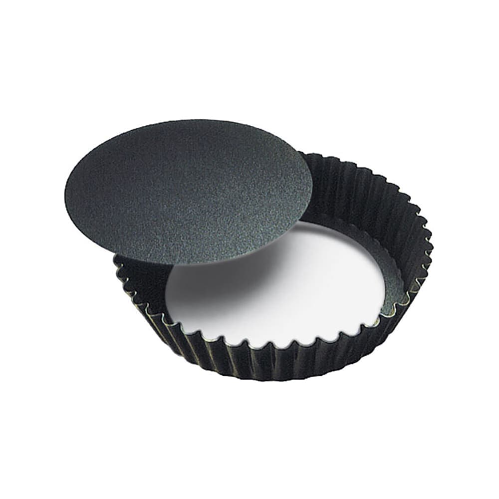 Louis Tellier 5 1/2" Fluted Cake Mold w/ Removable Bottom - 1 1/5"H, Non Stick Steel (224820)