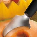 Louis Tellier 7" Frosted Fruit Spoon - Stainless Steel w/ Black Plastic Handle (728206002) thumbnail 2