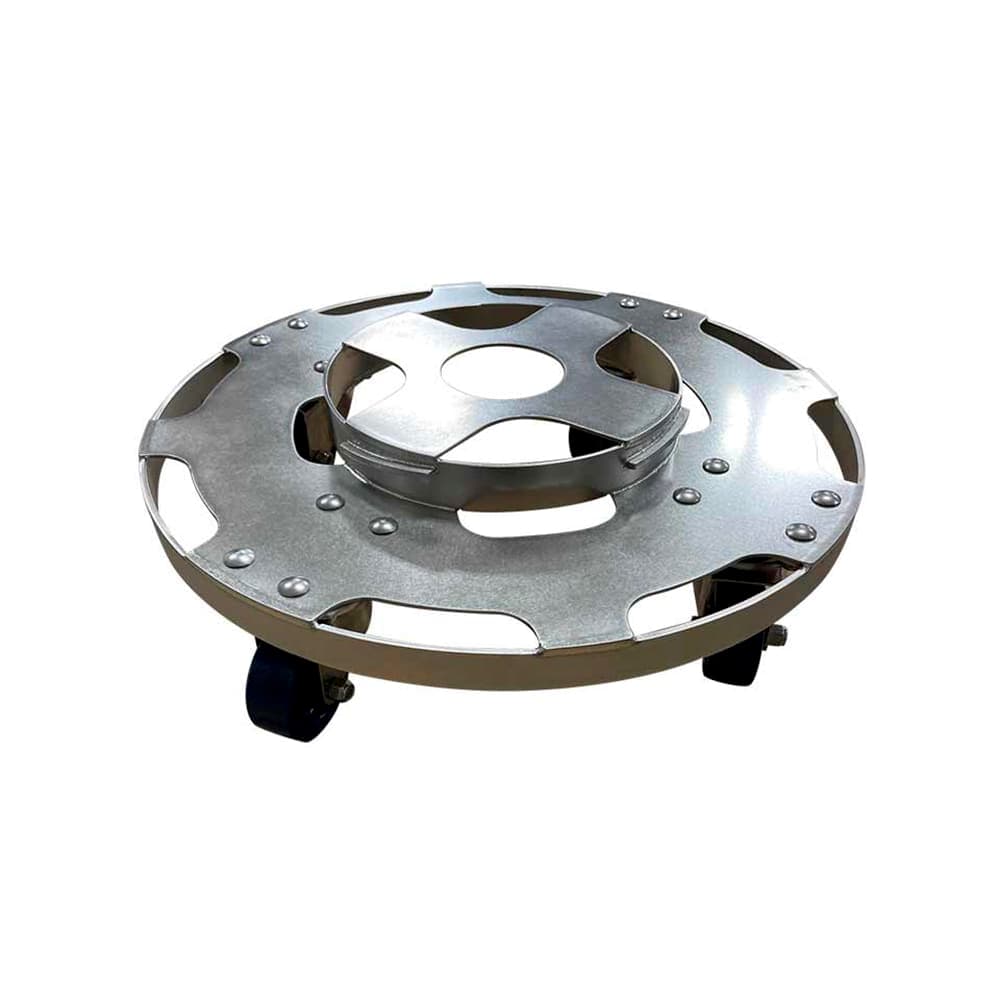 SSL Industries 20 1/4" Round Stainless Steel Trash Can Dolly w/ Raised Center, Silver (SSL-1011)