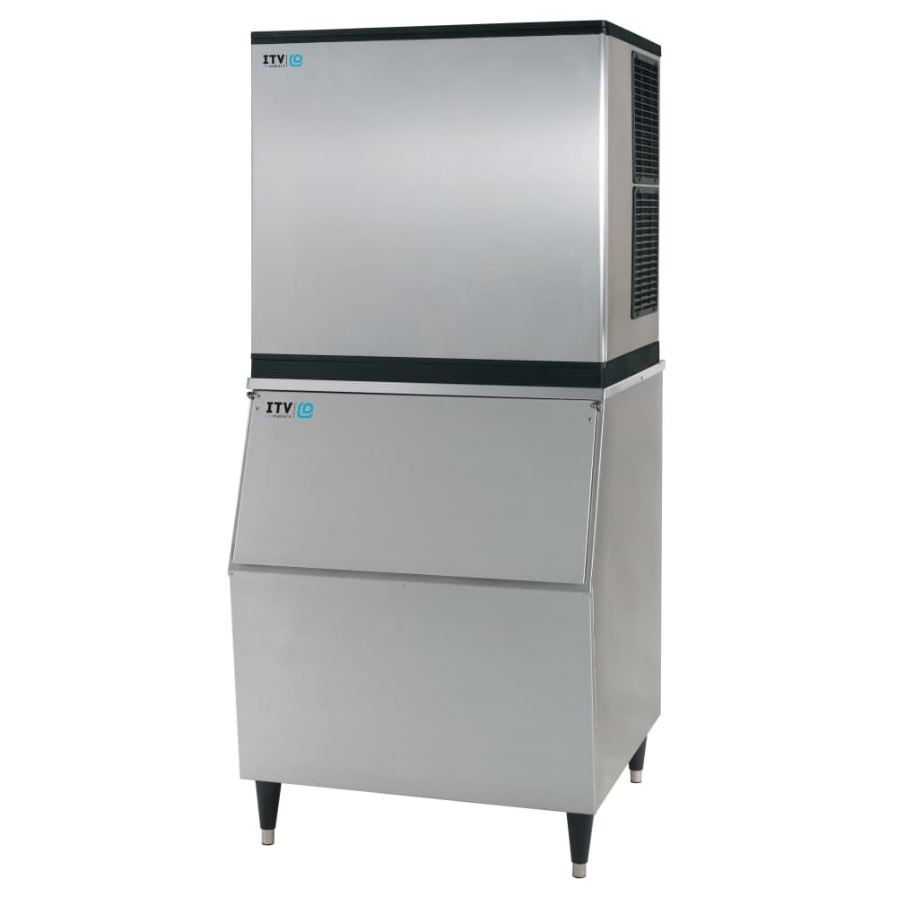 ITV Ice Makers 970 lb Spika Full/Half Cube Ice Machine w/ Bin - 353 lb Storage, Air Cooled, 208-230v (SPIKA MS 1000/S-300)