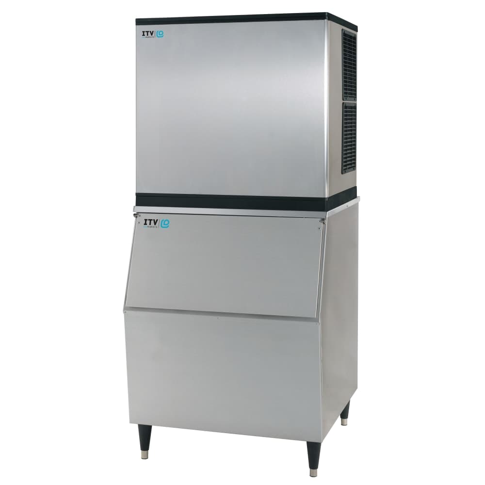 ITV Ice Makers 970 lb Spika Full/Half Cube Ice Machine w/ Bin - 353 lb Storage, Air Cooled, 208-230v (SPIKA MS 1000/S-300)