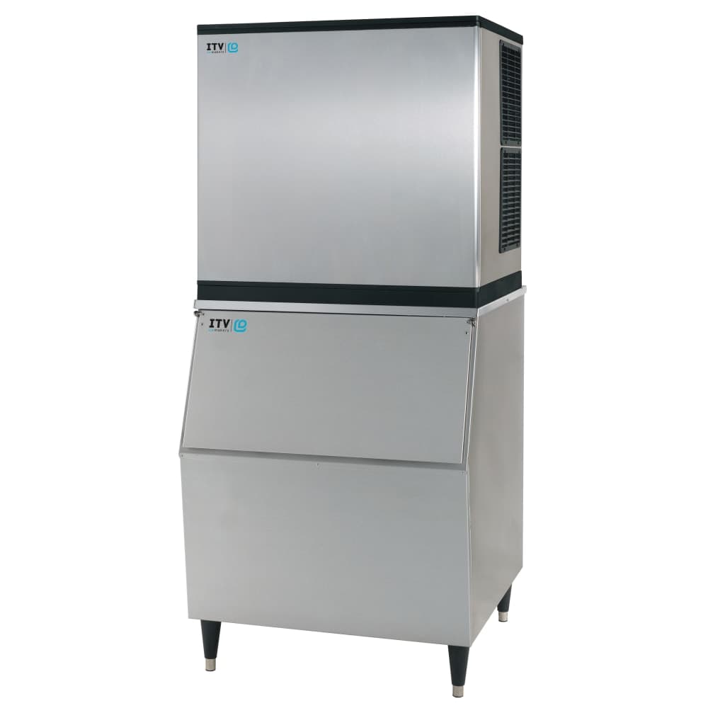 ITV Ice Makers 974 lb Spika Full/Half Cube Ice Machine w/ Bin - 353 lb Storage, Water Cooled, 208-230v (SPIKA MS 1000/S-300)