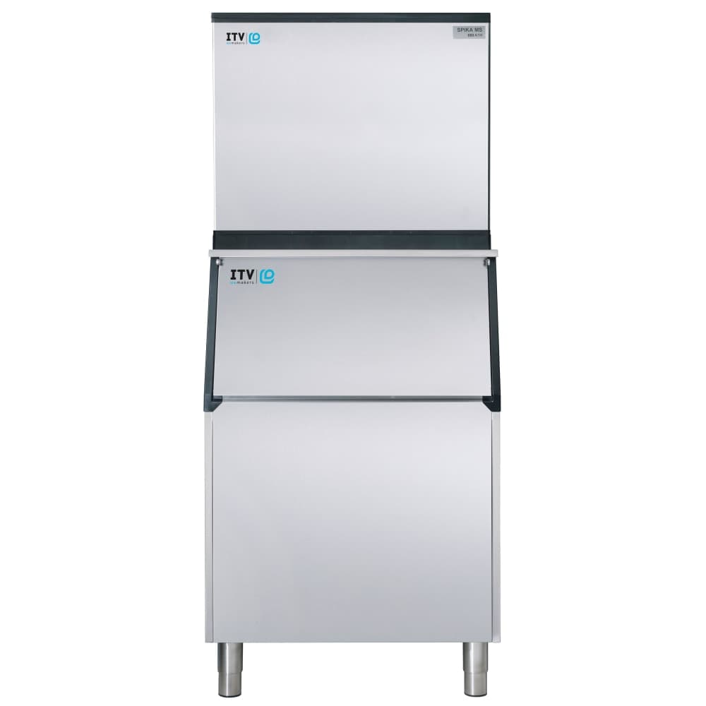 ITV Ice Makers 974 lb Spika Full/Half Cube Ice Machine w/ Bin - 507 lb Storage, Water Cooled, 208-230v (SPIKA MS 1000/S-500)
