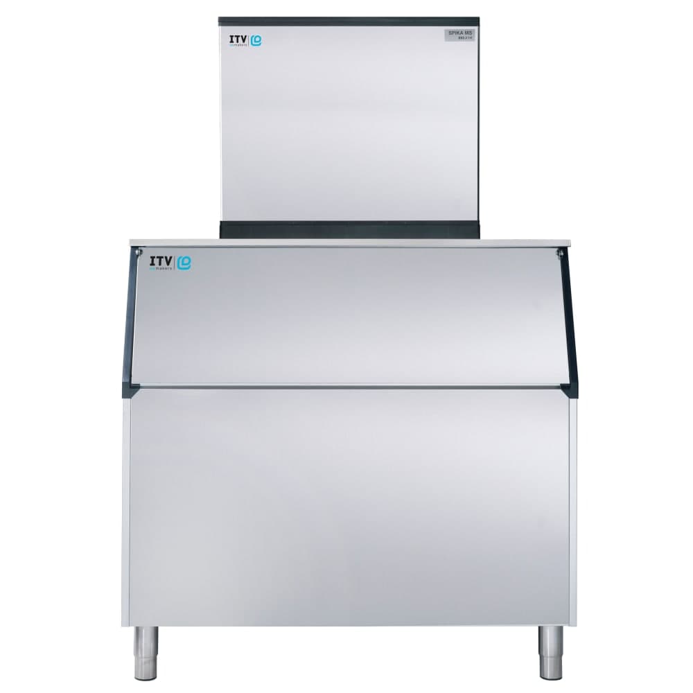 ITV Ice Makers 974 lb Spika Full/Half Cube Ice Machine w/ Bin - 860 lb Storage, Water Cooled, 208-230v (SPIKA MS 1000/S-900)