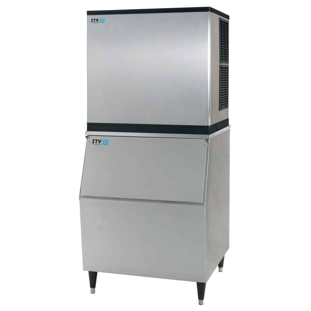ITV Ice Makers 974 lb Spika Full/Half Cube Ice Machine w/ Bin - 353 lb Storage, Water Cooled, 208-230v (SPIKA MS 1000/S-300)