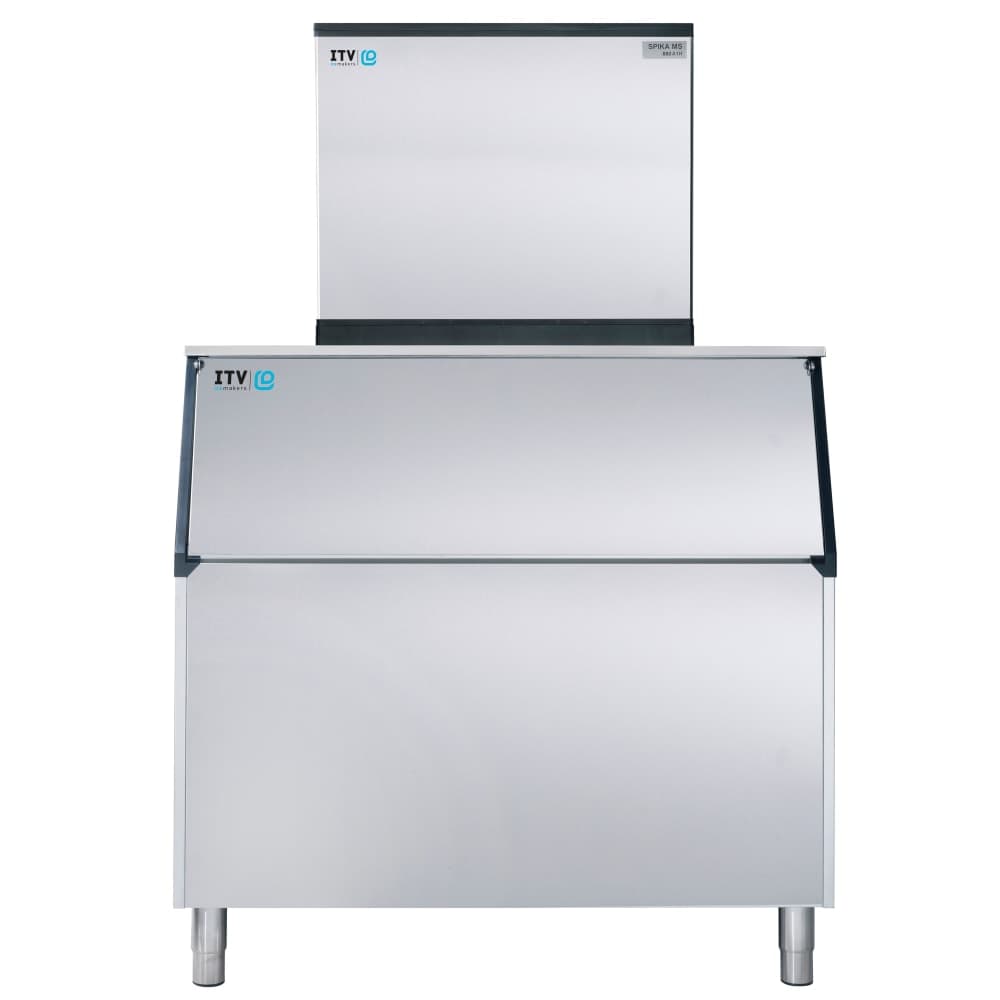 ITV Ice Makers 974 lb Spika Full/Half Cube Ice Machine w/ Bin - 860 lb Storage, Water Cooled, 208-230v (SPIKA MS 1000/S-900)