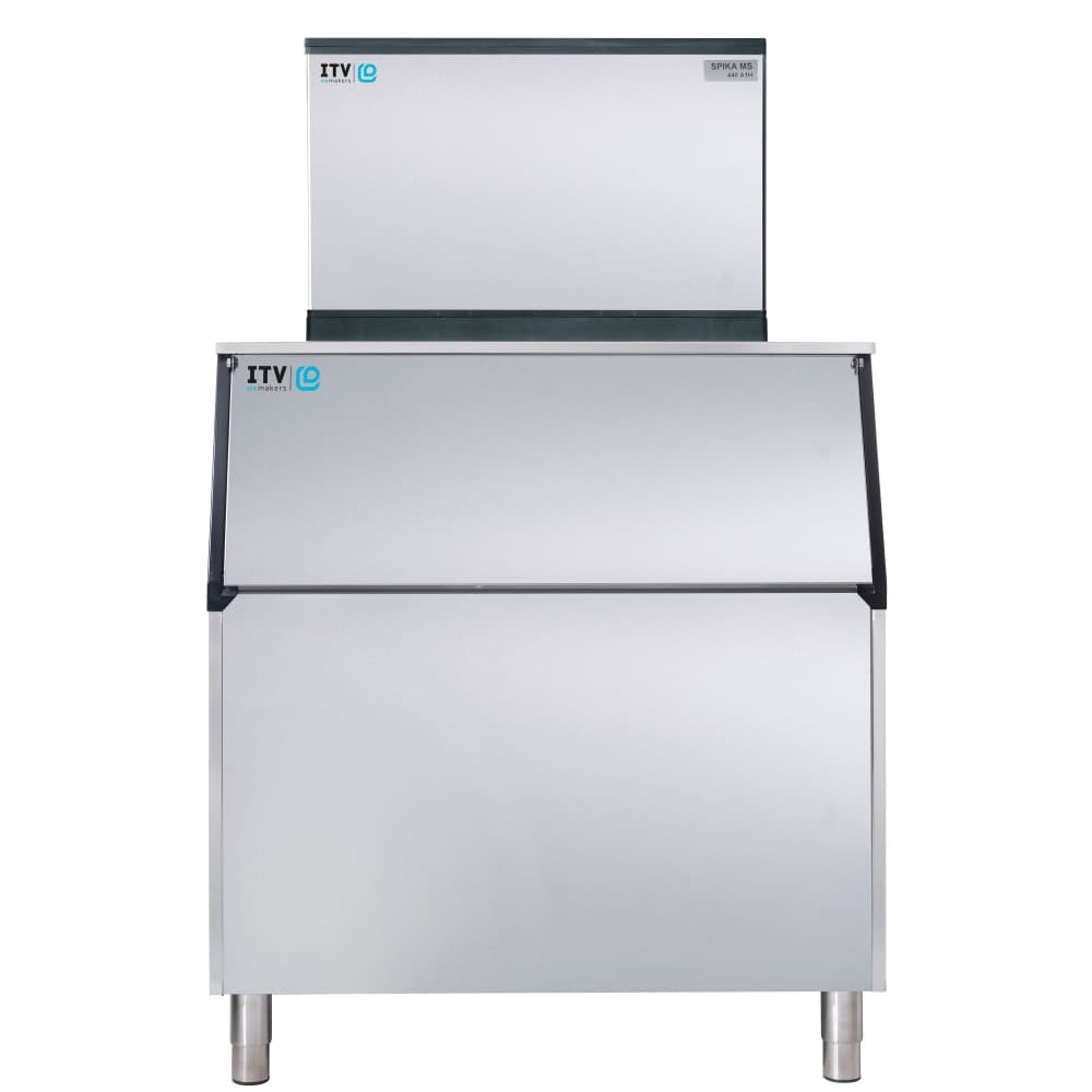 ITV Ice Makers 480 lb Spika Full/Half Cube Ice Machine w/ Bin - 750 lb Storage, Water Cooled, 115v (SPIKA MS 500/S-750)