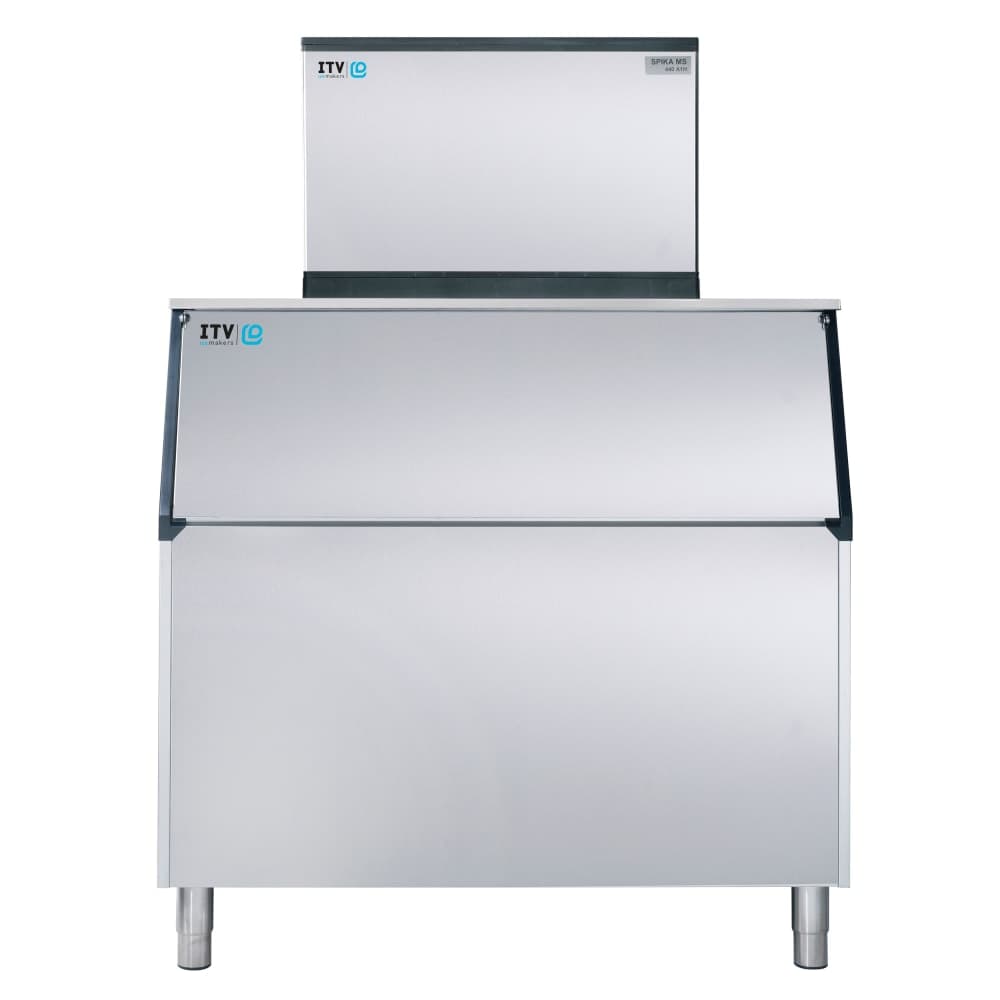 ITV Ice Makers 480 lb Spika Full/Half Cube Ice Machine w/ Bin - 860 lb, Storage, Water Cooled, 115v (SPIKA MS 500/S-900)