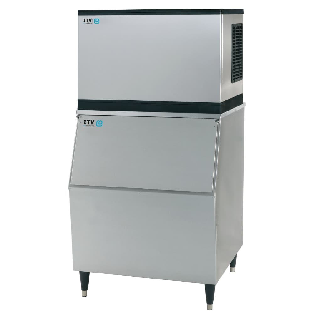 ITV Ice Makers 480 lb Spika Full/Half Cube Ice Machine w/ Bin - 353 lb Storage, Water Cooled, 115v (SPIKA MS 500/S-300)