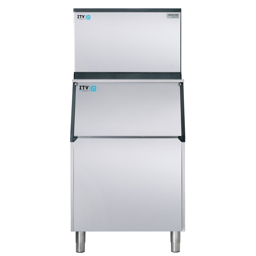 ITV Ice Makers 480 lb Spika Full/Half Cube Ice Machine w/ Bin - 510 lb Storage, Water Cooled, 115v (SPIKA MS 500/S-500)