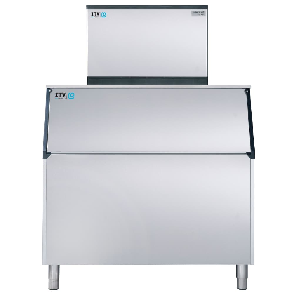 ITV Ice Makers 480 lb Spika Full/Half Cube Ice Machine w/ Bin - 860 lb Storage, Water Cooled, 115v (SPIKA MS 500/S-900)