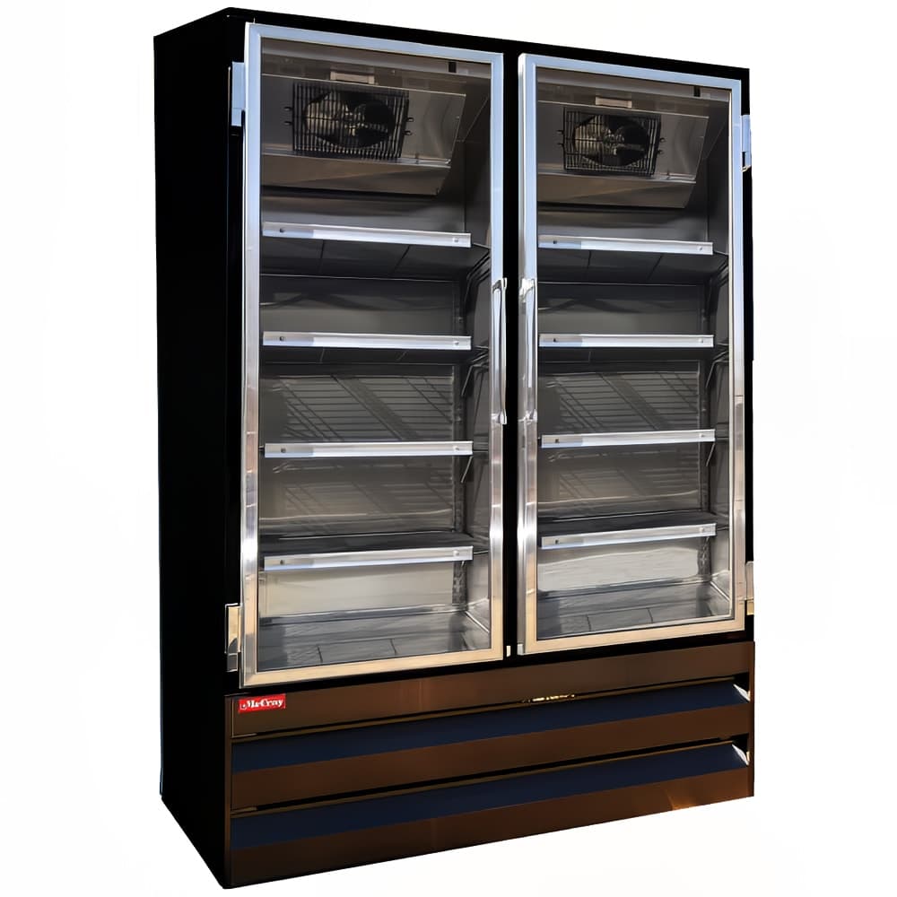 Howard-McCray 52 1/4" Two Section Glass Door Merchandiser - (2) Left/Right Hinge Doors, Black, 115v (GR42BM-B)