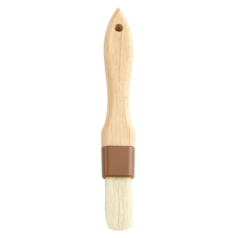 Update WPBB-10 1" Flat Pastry Brush - Boar Bristles, Brown Plastic Ferrule, Wood Handle