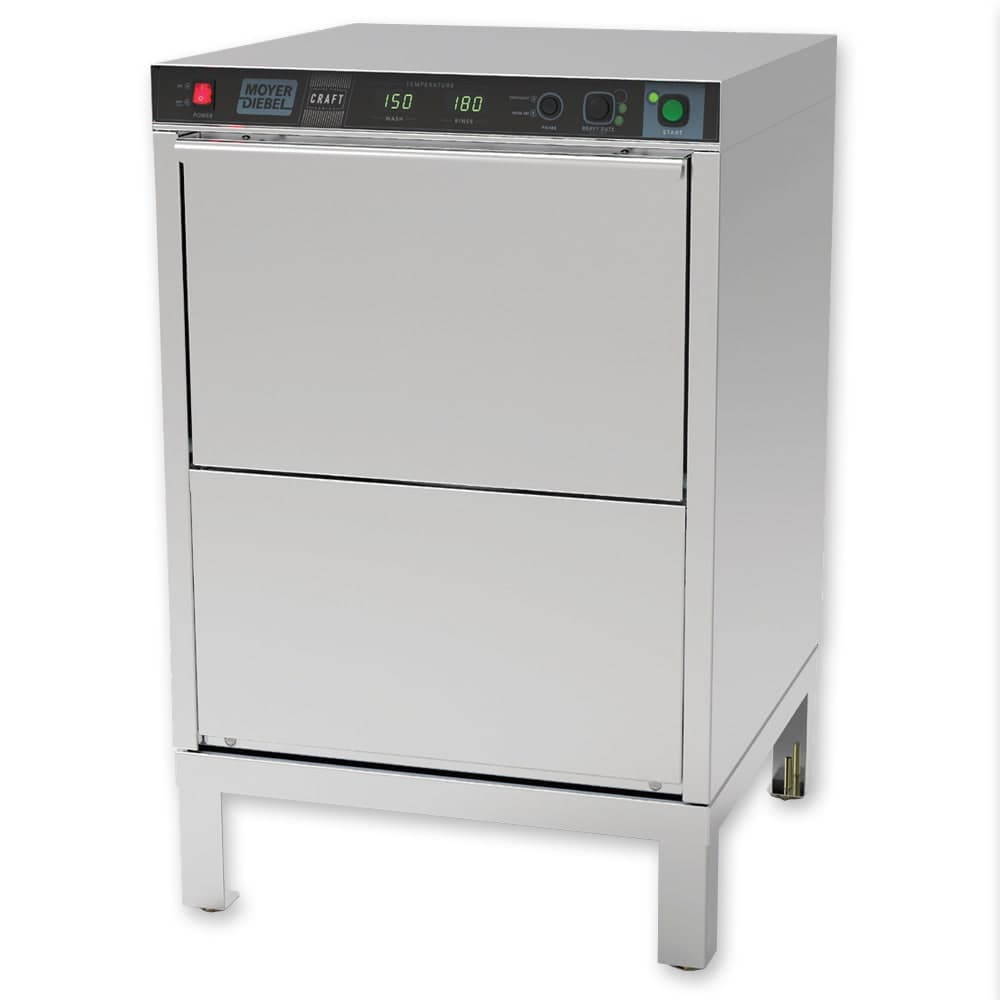 Moyer Diebel 601HRG High Temp Rack Undercounter Glass Washer w/ 25 Racks/hr Capacity, Built-in Booster, 240v/1ph