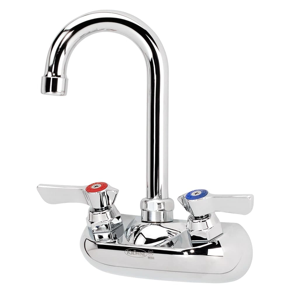 Krowne 10-400L Splash Mount Faucet - 3 1/2" Gooseneck Spout, 4" Centers