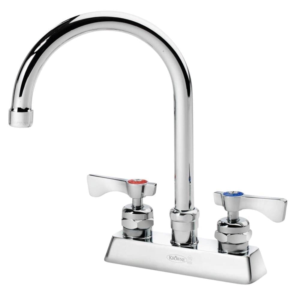 Krowne 15-301L Deck Mount Faucet - 6" Gooseneck Spout, 4" Centers