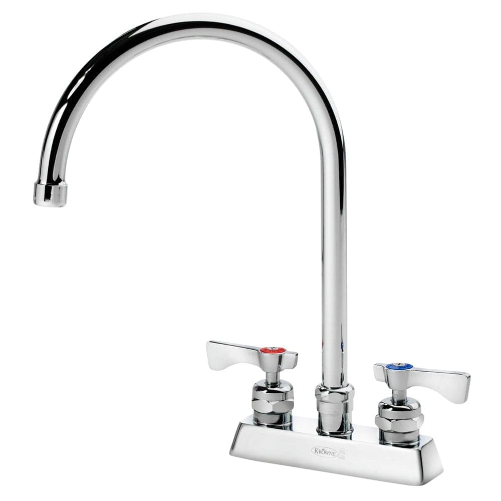 Krowne 15-302L Deck Mount Faucet - 8 1/2" Gooseneck Spout, 4" Centers