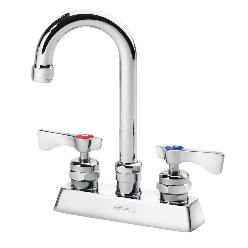 Krowne 15-325L Deck Mount Faucet - 3 1/2" Gooseneck Spout, 4" Centers