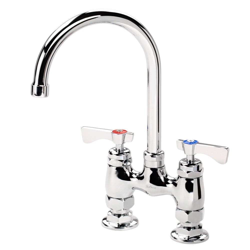 Krowne 15-401L Deck Mount Faucet - 6" Gooseneck Spout, 4" Centers