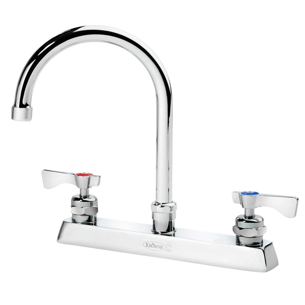 Krowne 15-501L Deck Mount Faucet - 6" Gooseneck Spout, 8" Centers