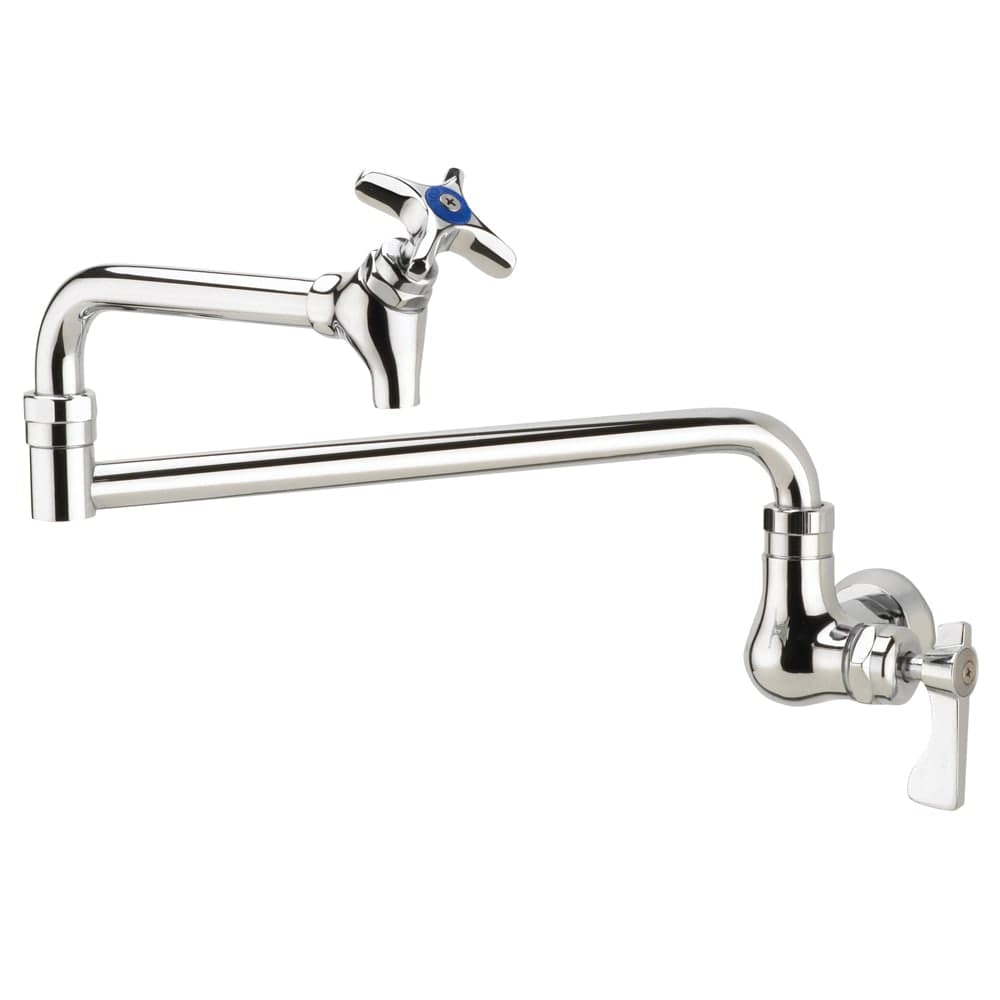 Krowne 16-181L Splash Mount Pot Filler Faucet w/ 18" Double Jointed Swing Nozzle
