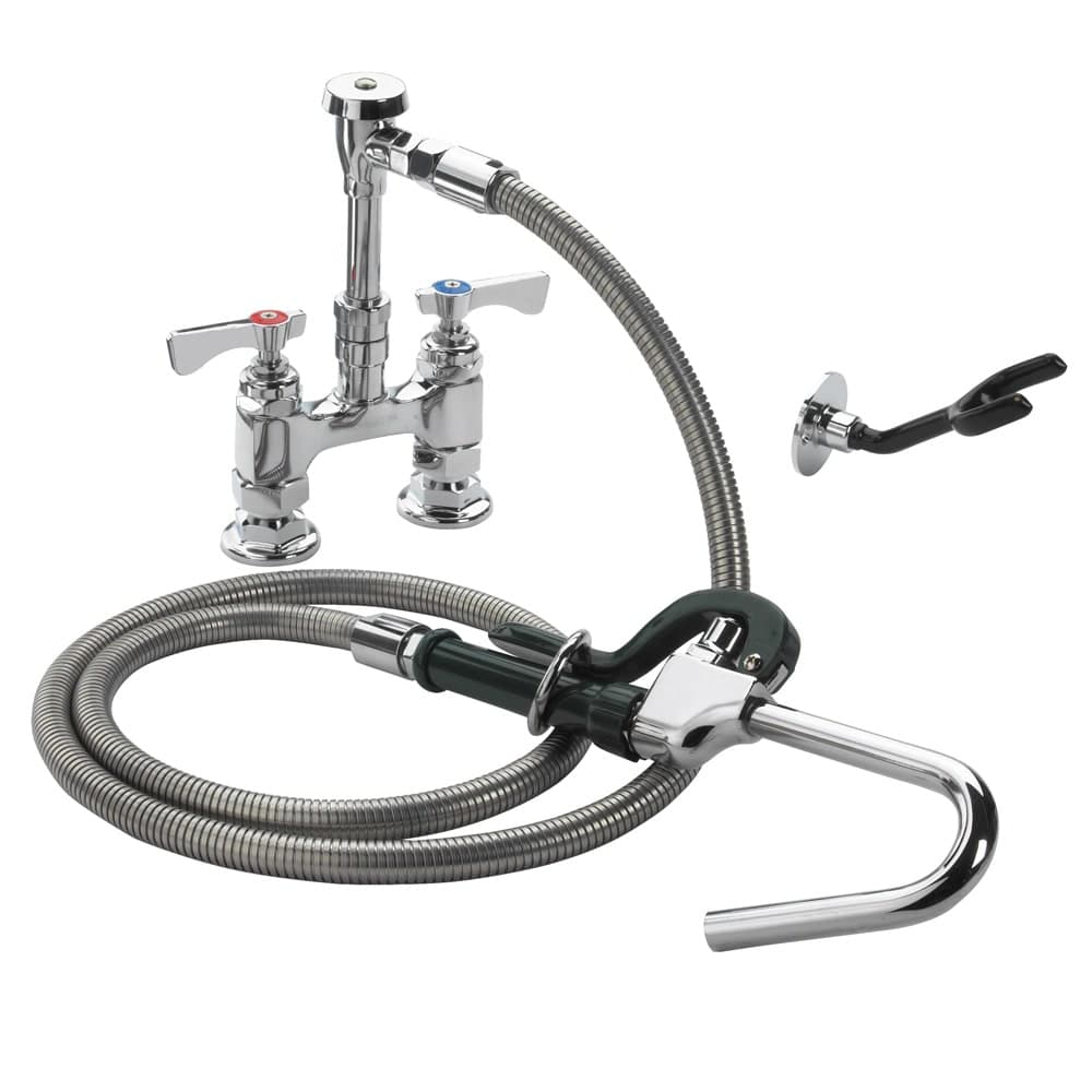 Krowne 20-204L Deck Mount Pot Filler Faucet w/ 72" Hose & Hook Nozzle