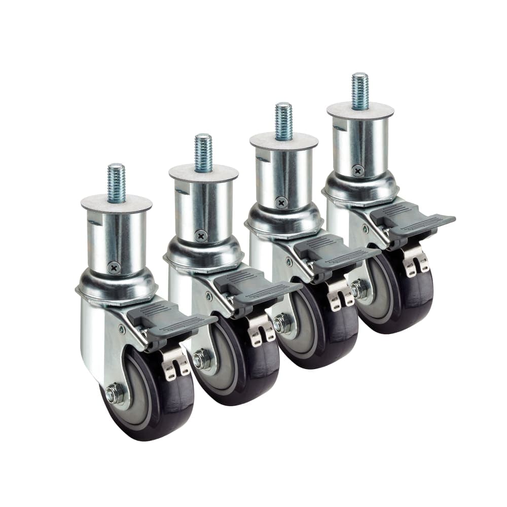 Krowne 28-156S 4 Piece Stem Caster Set w/ 3" Wheels