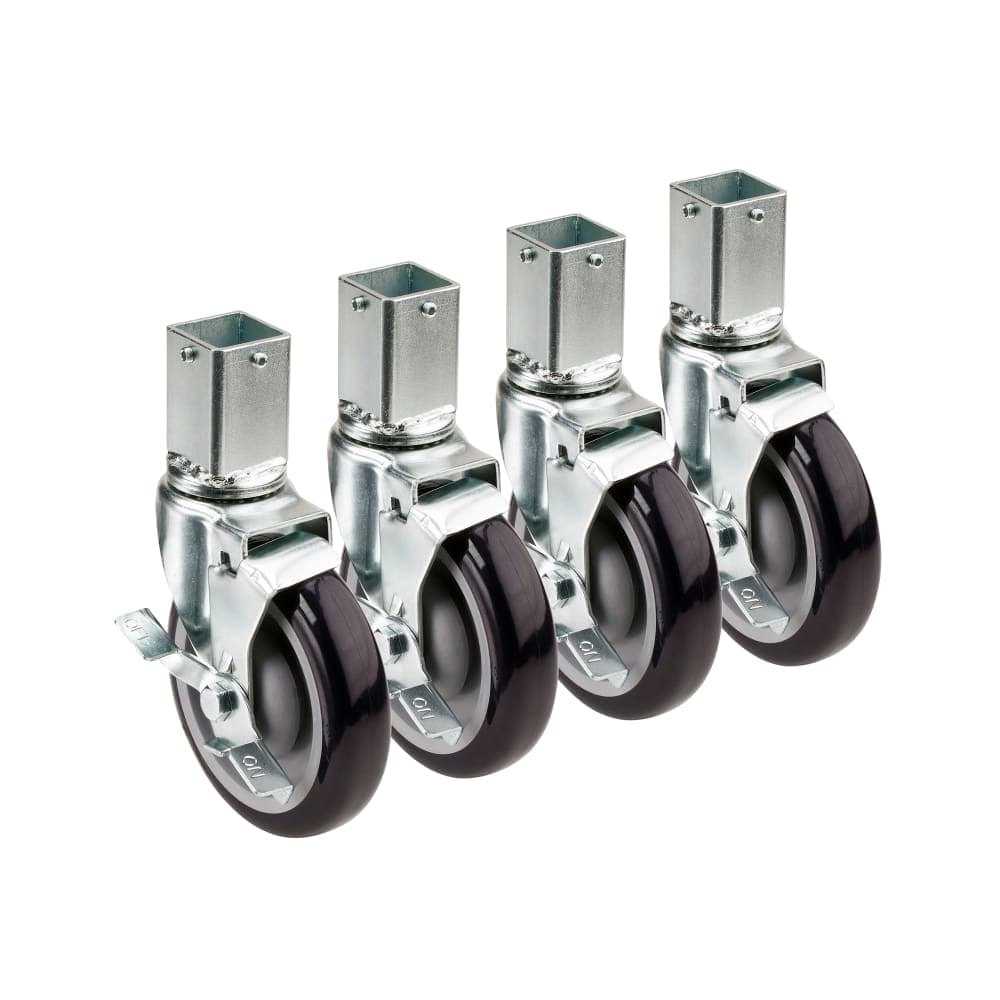 Krowne 28-174S 4 Piece Post Shelving Caster Set w/ 5" Wheels