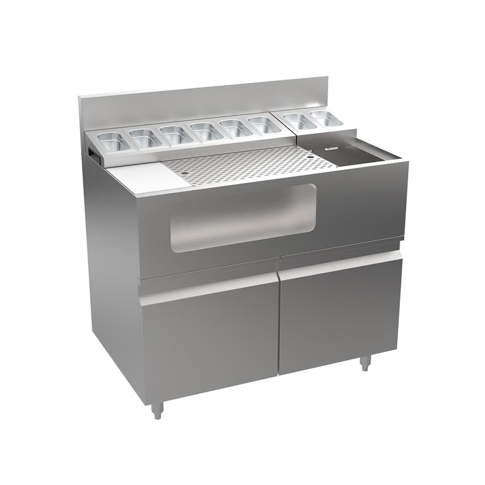 Krowne AL24-LAB38-D 38" Alchemy Series Mise-En-Place Cocktail Station w/ 31 lb Ice Bin, Stainless Steel