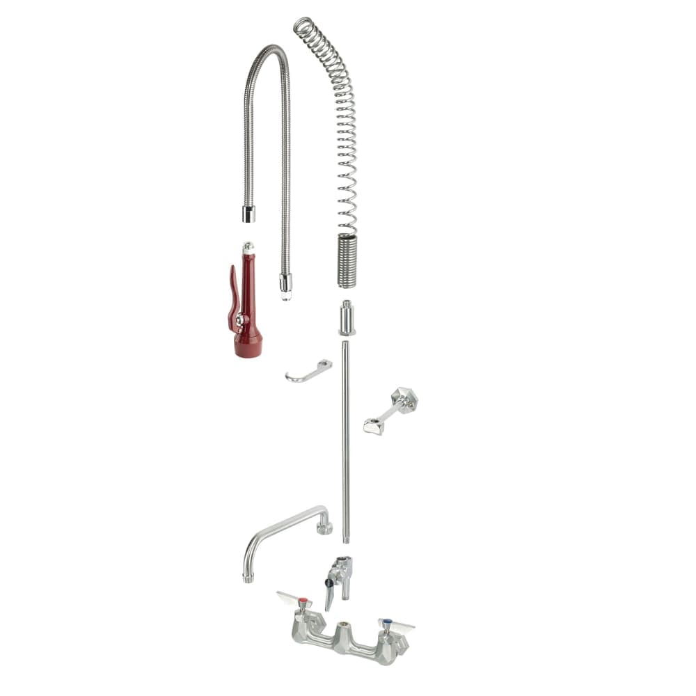 Krowne DX-109 Wall Mount Pre Rinse Unit w/ Add On Faucet & 44" Hose - 1/2" NPT Female Inlet