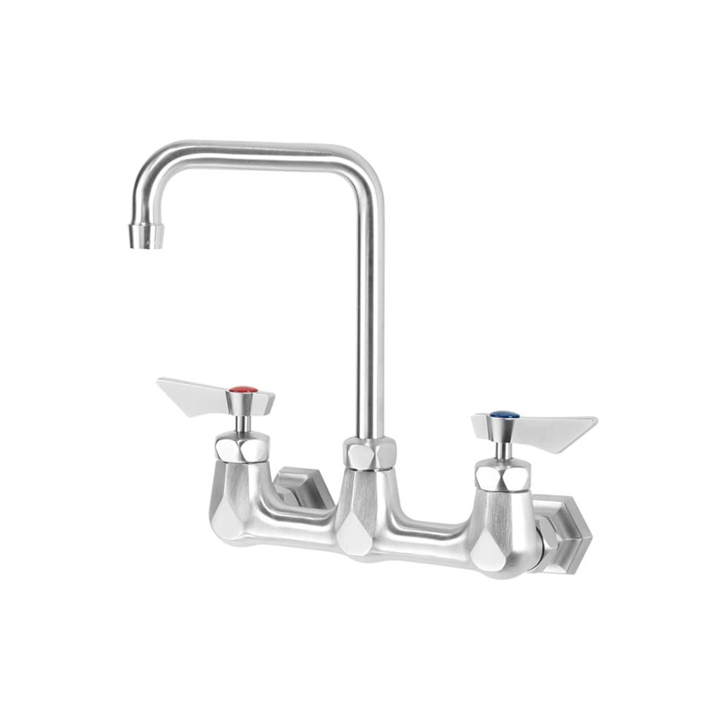 Krowne DX-801 Wall Mount Faucet w/ 6" Double Bend Gooseneck Spout - 8" Centers