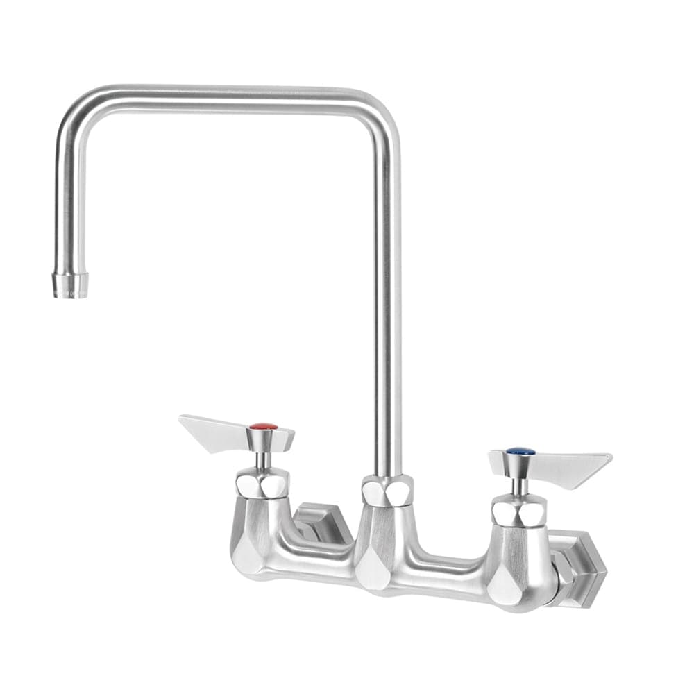 Krowne DX-802 Wall Mount Faucet w/ 8 1/2" Double Bend Gooseneck Spout - 8" Centers