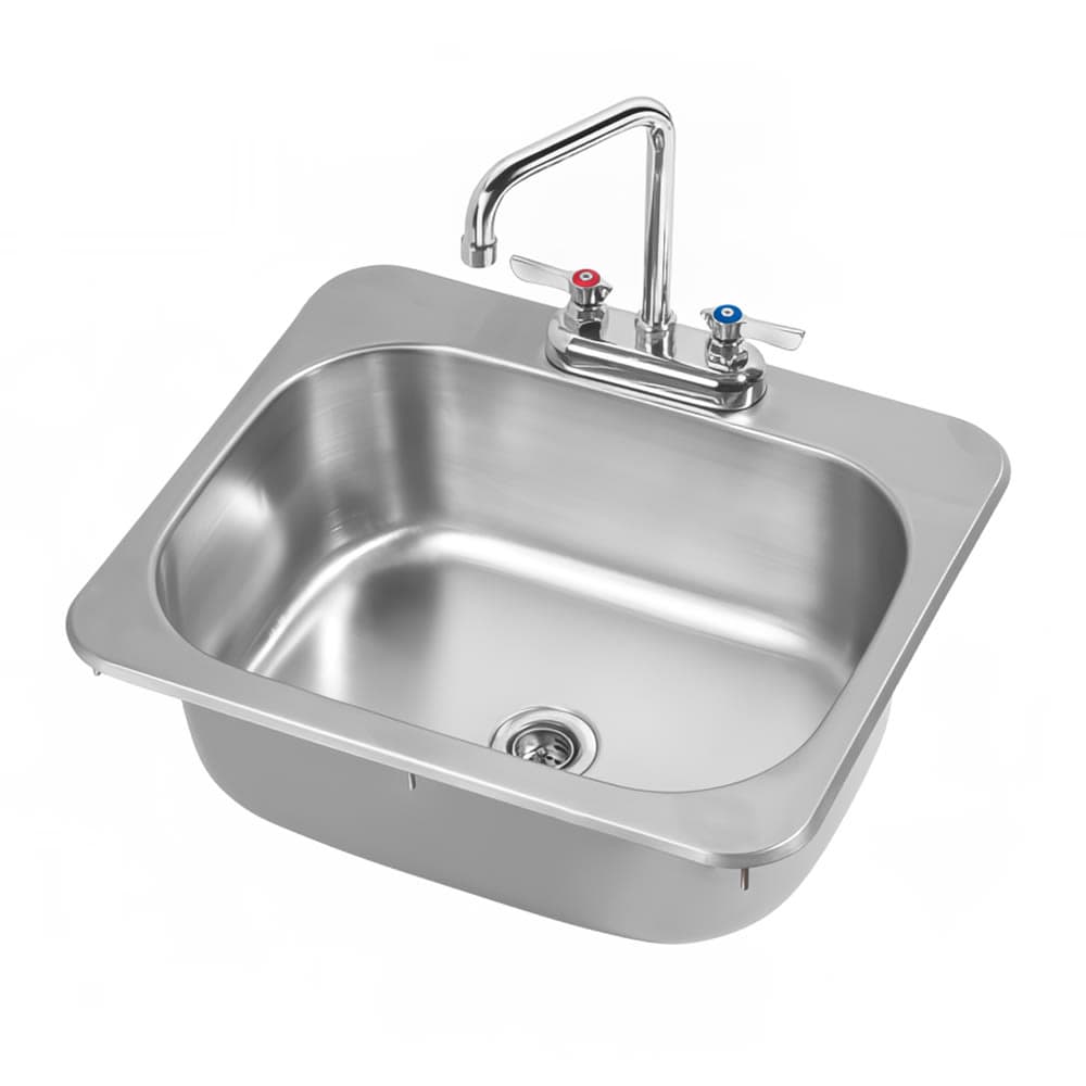 Krowne HS-2017 Drop-in Commercial Hand Sink w/ 17 3/4"L x 12 3/4"W x 7 3/4"D Bowl, Gooseneck Faucet