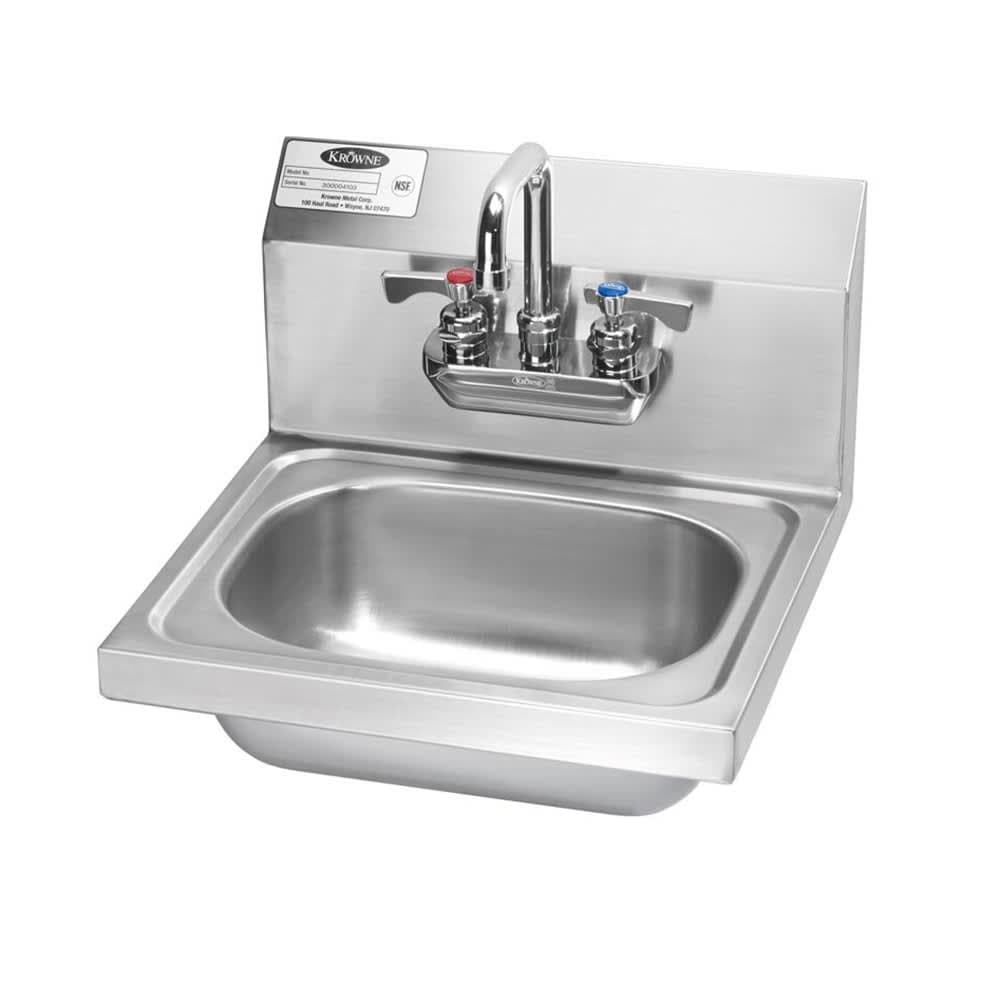 Krowne HS-22 Wall Mount Commercial Hand Sink w/ 14"L x 10"W x 6"D Bowl, Gooseneck Faucet
