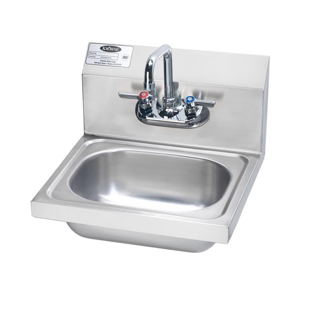 Krowne HS-2L Wall Mount Commercial Hand Sink w/ 12 1/2"L x 9 3/4"W x 5 7/8"D Bowl, Low Lead
