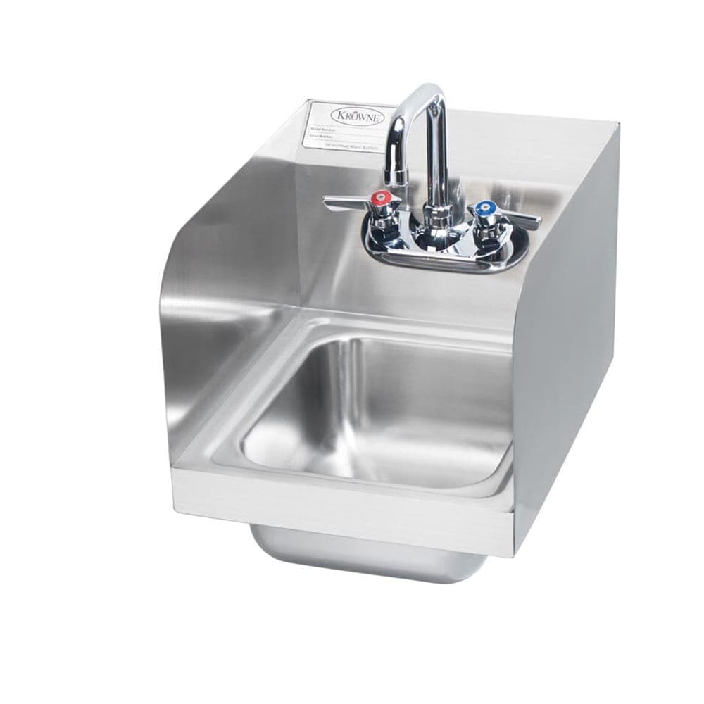 Krowne HS-30L Wall Mount Commercial Hand Sink w/ 9 3/4"L x 11 3/4"W x 5"D Bowl, Side Splashes