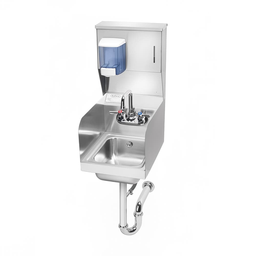 Krowne HS-32 Wall Mount Commercial Hand Sink w/ 9 3/4"L x 12 1/2"W x 5 5/8"D, Side Splashes