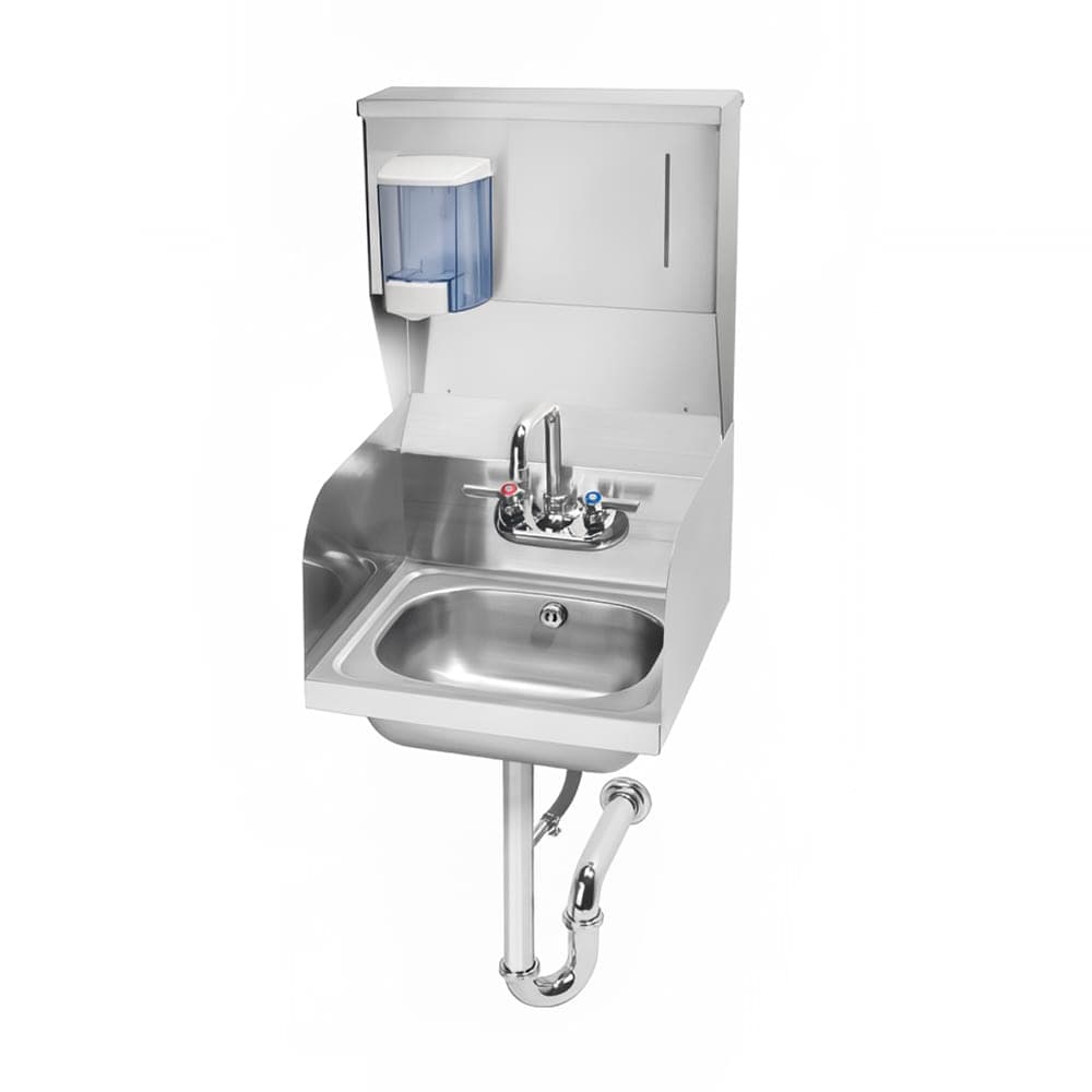 Krowne HS-33 Wall Mount Commercial Hand Sink w/ 12 1/2"L x 9 3/4"W x 5 5/8"D, Side Splashes
