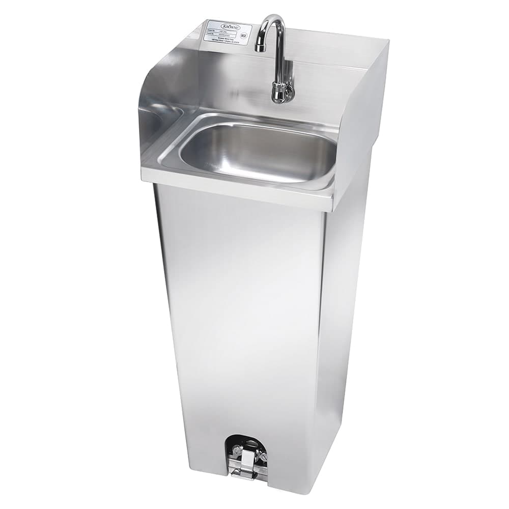 Krowne HS-40 Pedestal Commercial Touchless Hand Sink w/ 12 1/2"L x 9 3/4"W x 6"D, Side Splashes