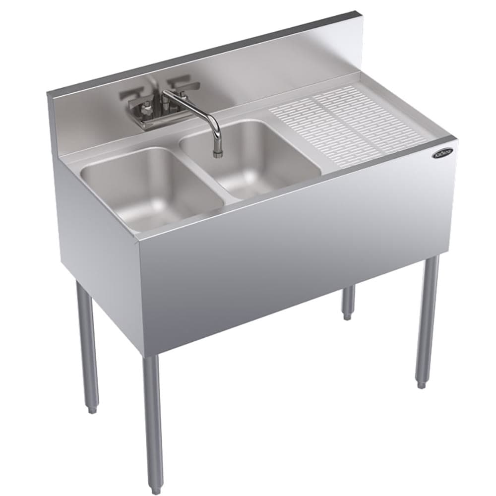 Krowne KR19-32L 36" 2 Compartment Sink w/ 10"W x 14"L Bowl, 10" Deep