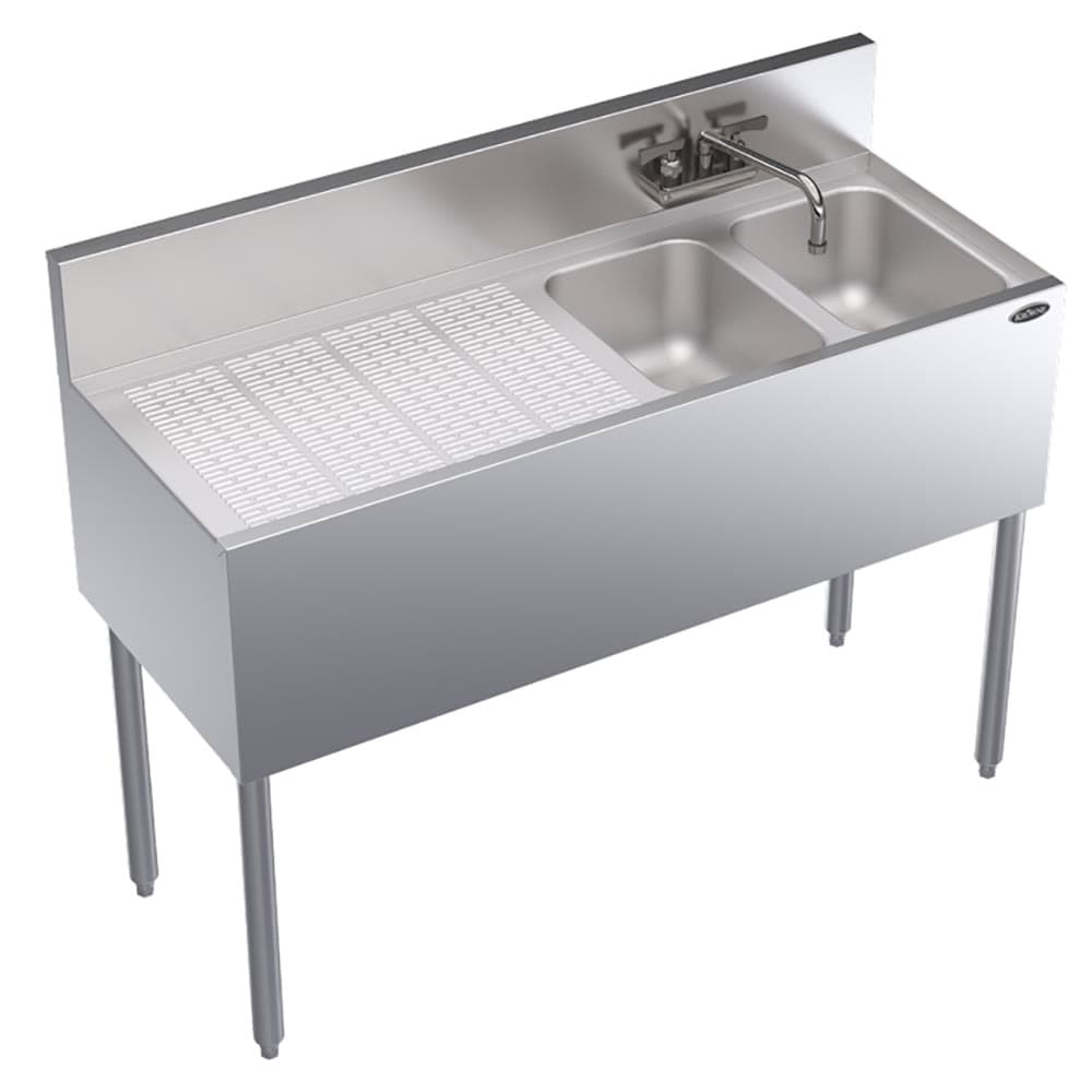 Krowne KR19-42R 48" 2 Compartment Sink w/ 10"W x 14"L Bowl, 10" Deep