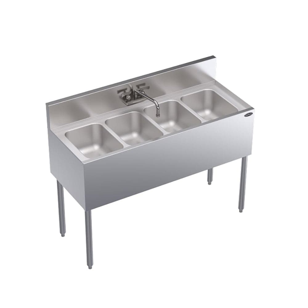 Krowne KR19-44C 48" 4 Compartment Sink w/ 10"W x 14"L Bowl, 10" Deep