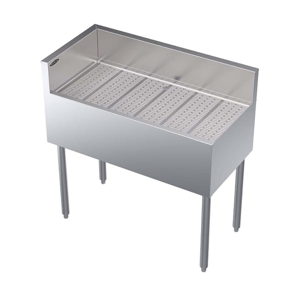 Krowne KR19-C36L Under Bar Freestanding Drainboard - 6 1/2" Back Splash on Rear/Left, 36" x 19"