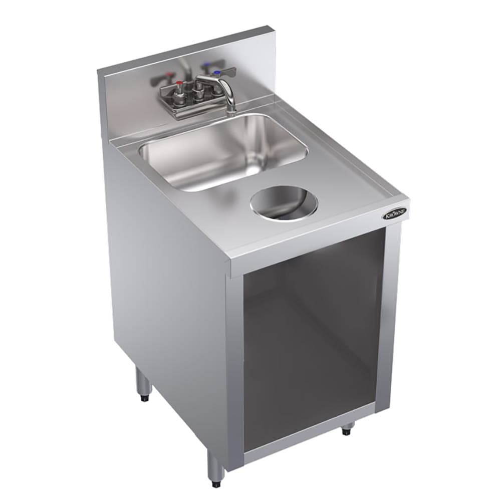 Krowne KR24-S18C Under Bar Storage Unit w/ Sink - Open Base, Waste Chute, 18" x 24"