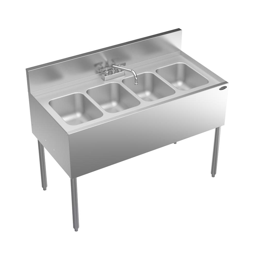 Krowne KR24-44C 48" 4 Compartment Sink w/ 10"L x 14"W Bowl, 10" Deep