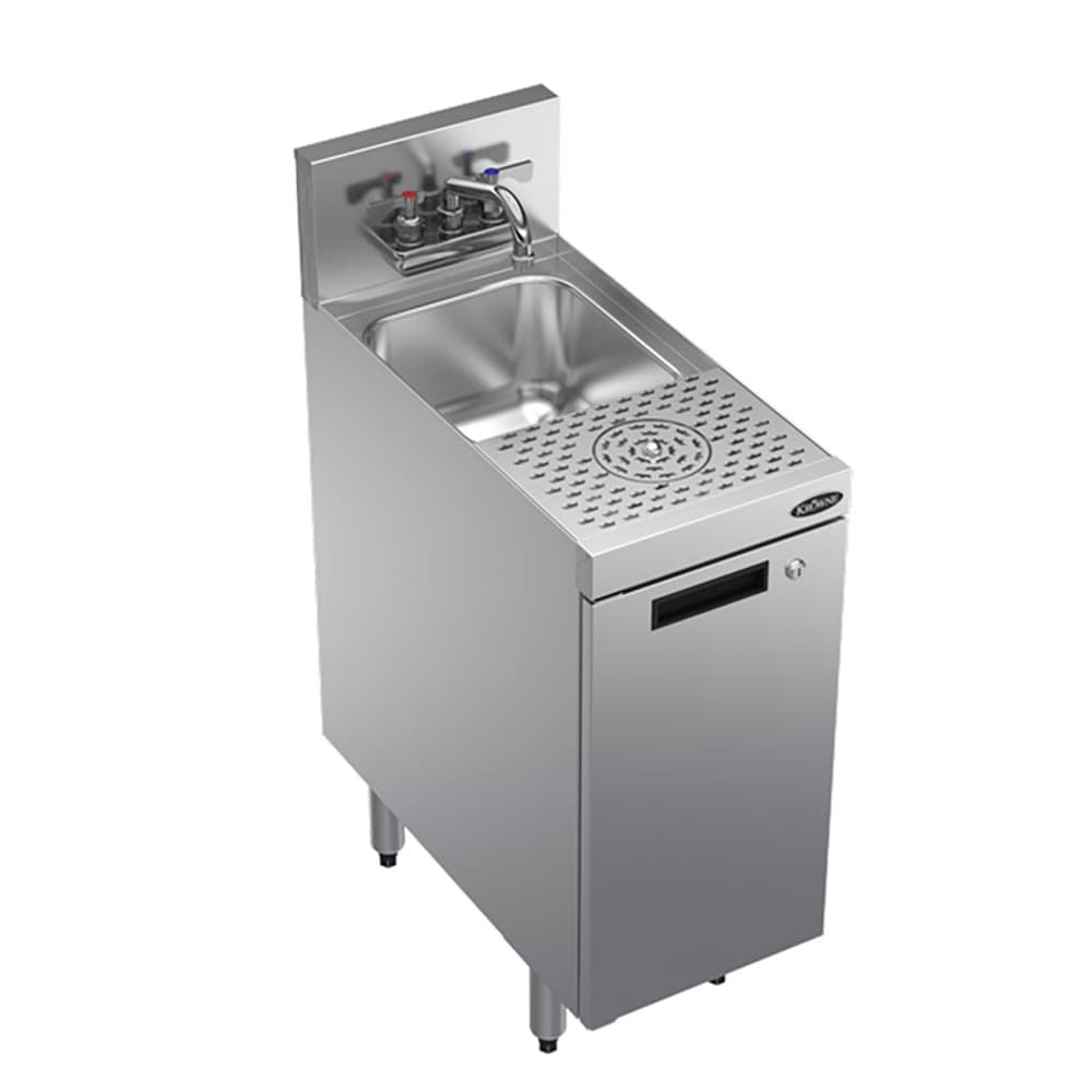 Krowne KR24-MS12-C Underbar Dump Sink w/ 10" x 12" x 6" Bowl - Cabinet Base & Glass Rinser, Stainless Steel