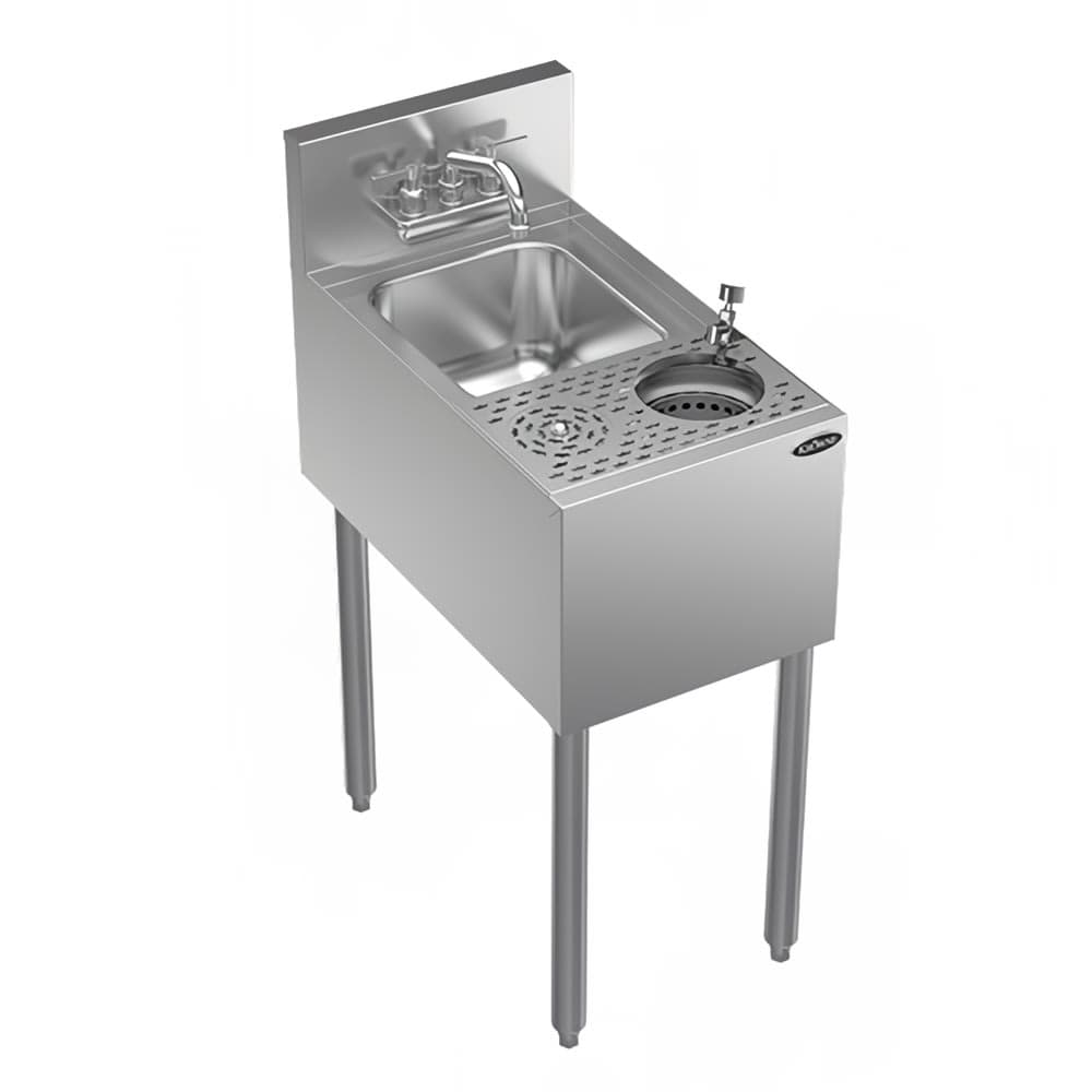 Krowne KR24-MS14 Underbar Dump Sink w/ 10" x 14" x 7" Bowl - (1) Glass Rinser, Stainless Steel